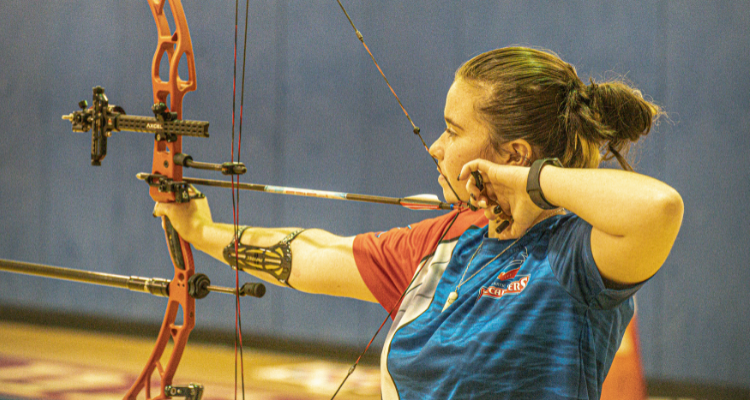 Atlantic Cape archer Jocelyn Geese shoots a compound bow