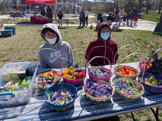 kids with easter basket