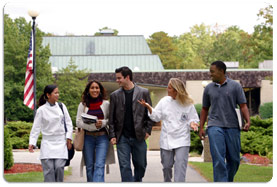 Students walking outside