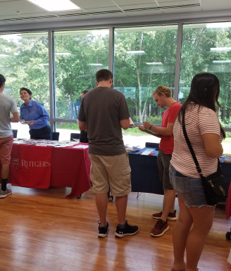 students at a transfer fair