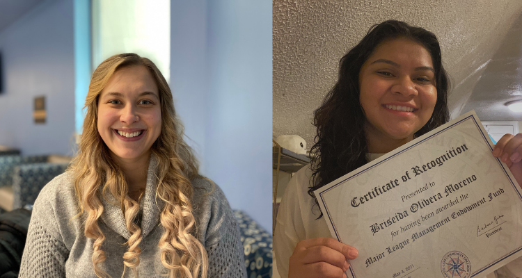 Atlantic Cape scholarship recipients Megan Kazier and Briseida Olivera Moreno.