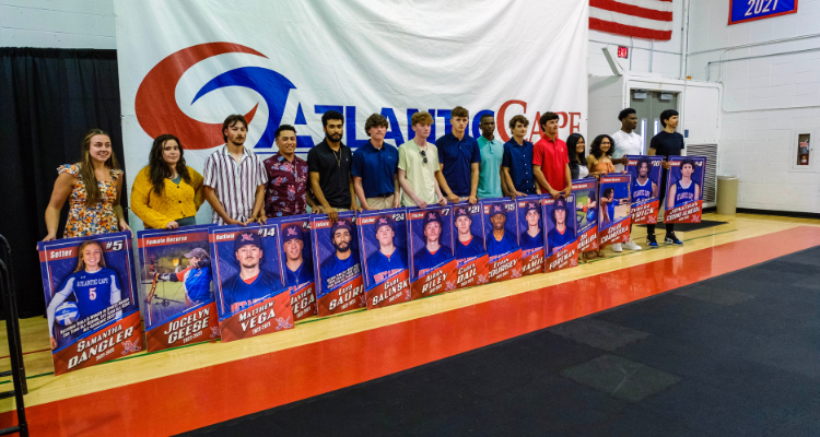 Atlantic Cape's graduating student athletes pose for a photo at the second annual athletics banquet