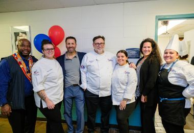 Chef Deb Pellegrino second from the right with other culinary arts program graduates