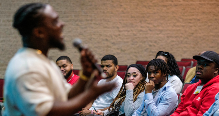 First Generation students listen to keynote speaker Terrence C. Jones