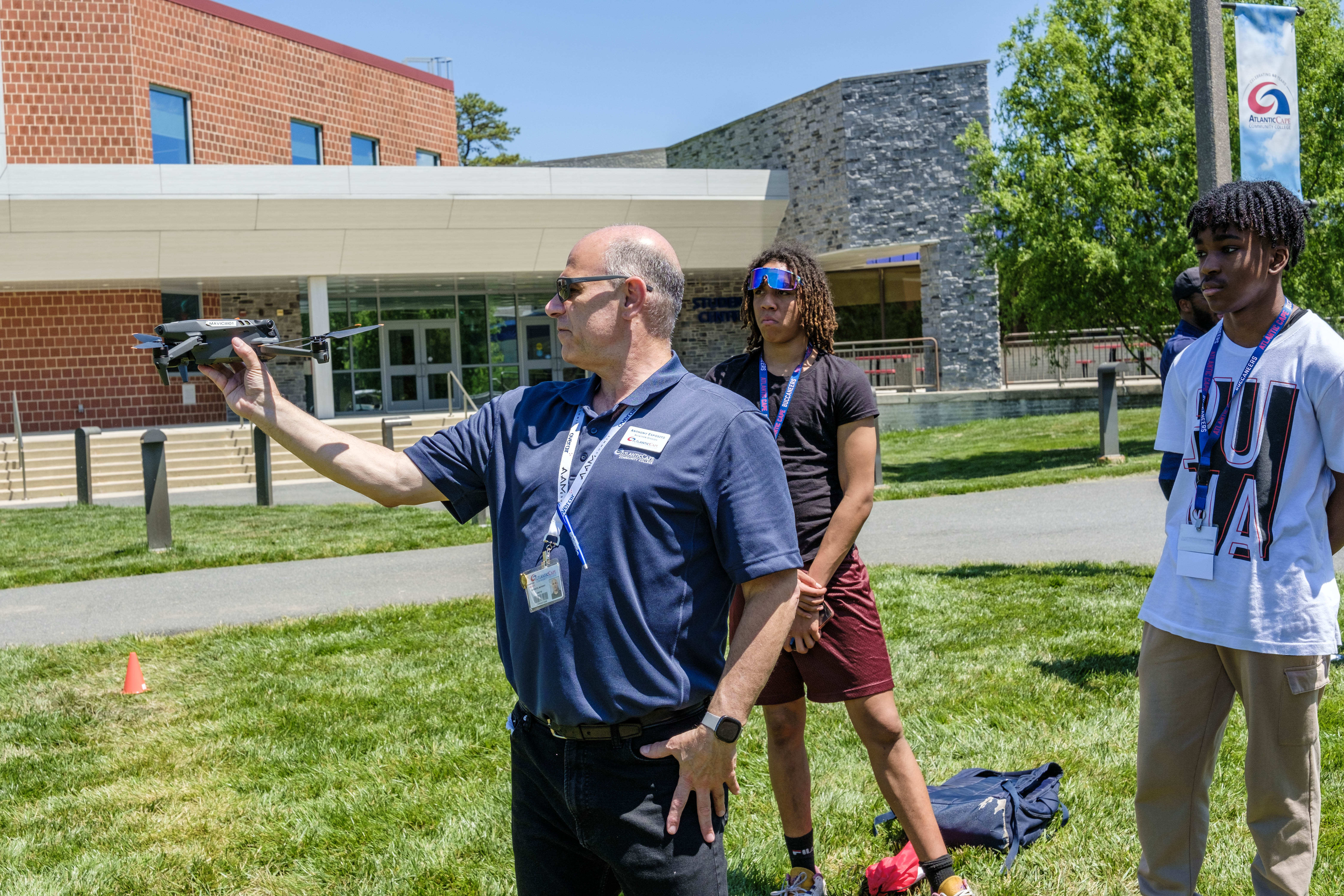 Professor Anthony Esposito demonstrating drones